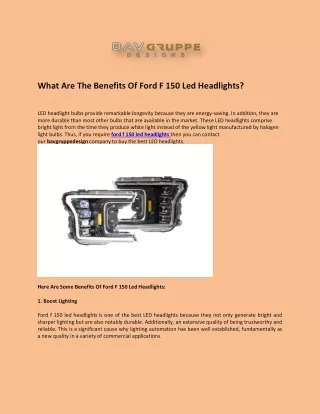 What Are The Benefits Of Ford F 150 Led Headlights?
