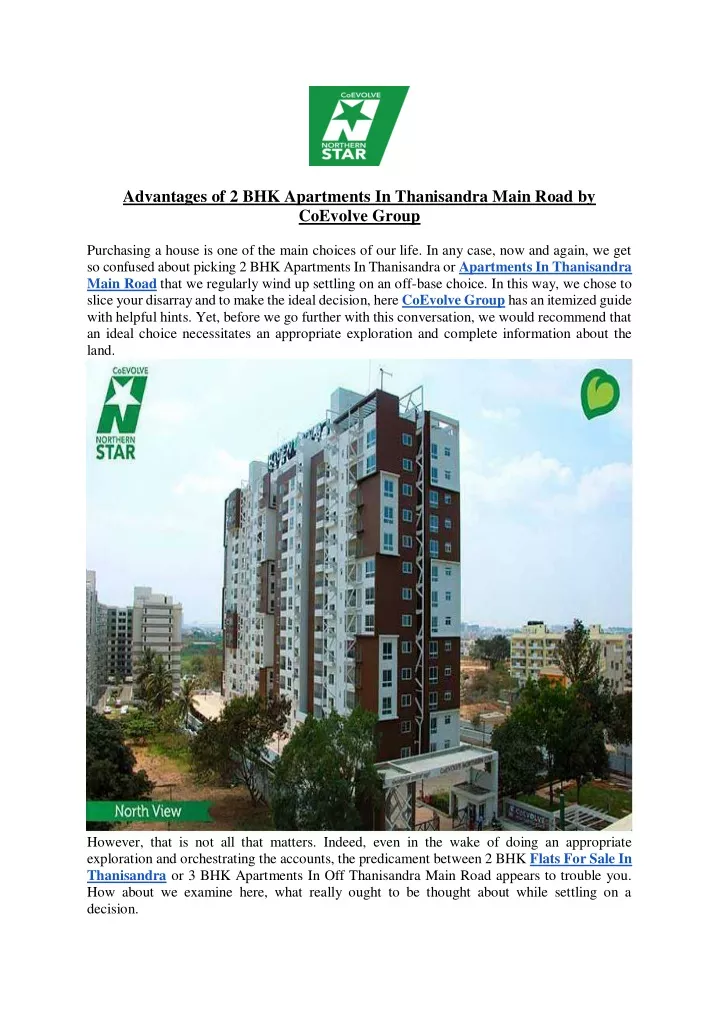 advantages of 2 bhk apartments in thanisandra