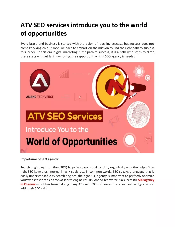 atv seo services introduce you to the world