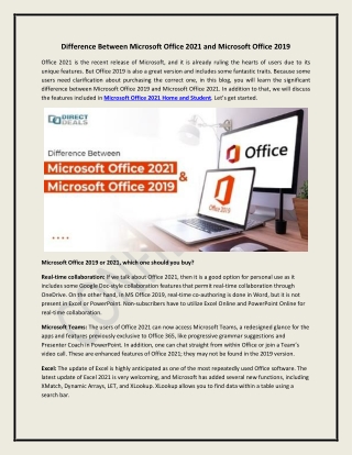 difference between microsoft office 2021