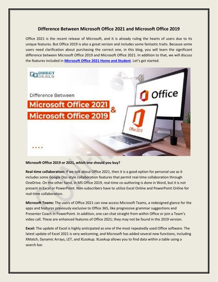 difference between microsoft office 2021