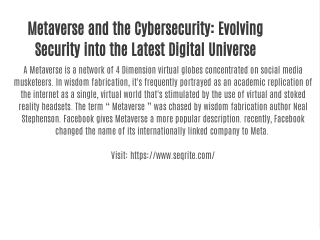 Metaverse and the Cybersecurity