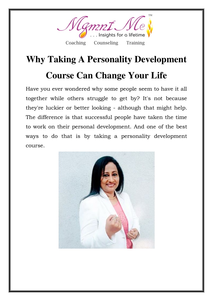 why taking a personality development