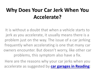 why does your car jerk when you accelerate