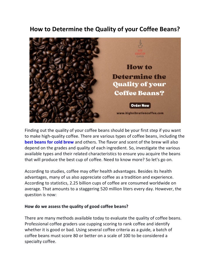 how to determine the quality of your coffee beans