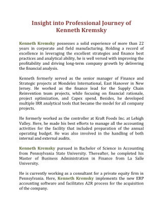 insight into professional journey of kenneth
