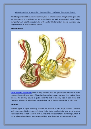 Glass Bubblers Wholesaler:  Are Bubblers really worth the purchase
