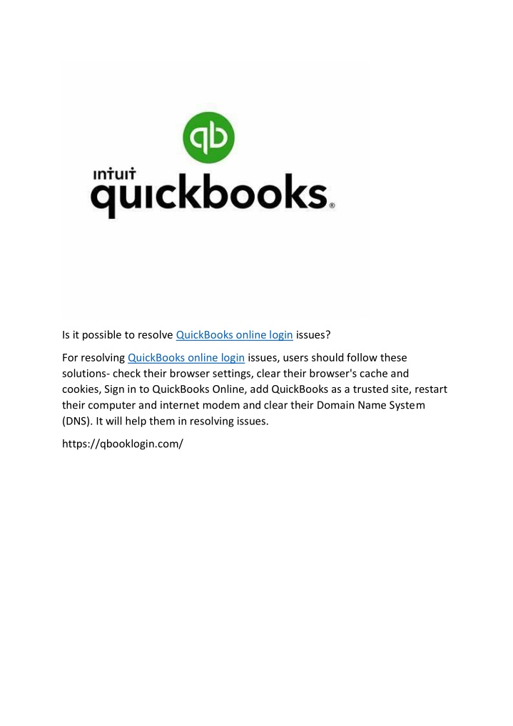 is it possible to resolve quickbooks online login