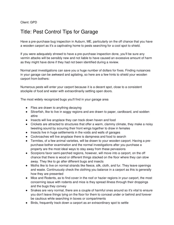 client gpd title pest control tips for garage