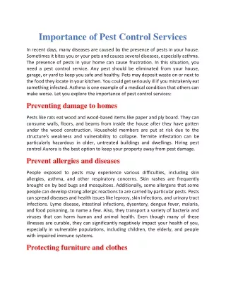 Importance of pest control services