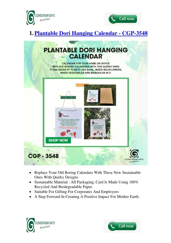 1 plantable dori hanging calendar cgp 3548