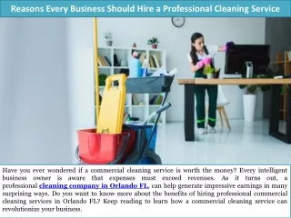 Reasons Every Business Should Hire a Professional Cleaning Service