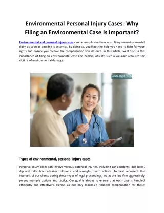 Environmental Personal Injury Cases