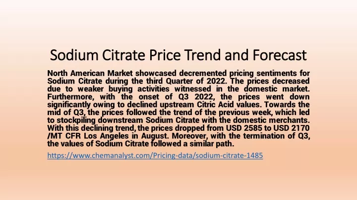 sodium citrate price trend and forecast