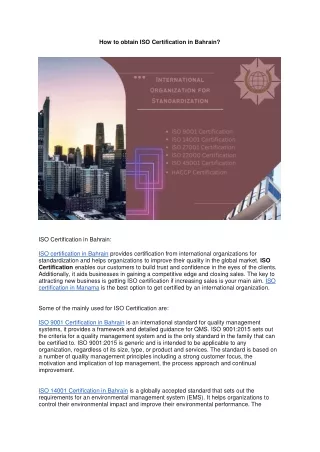 ISO Certification in Bahrain