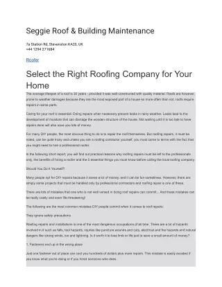 seggie roof building maintenance
