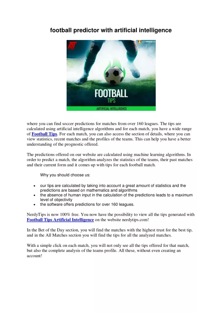 football predictor with artificial intelligence