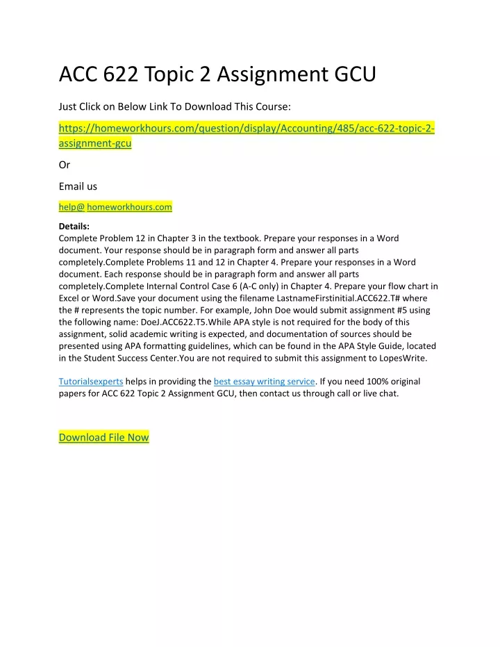 acc 622 topic 2 assignment gcu