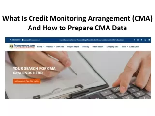 what is credit monitoring arrangement cma and how to prepare cma data