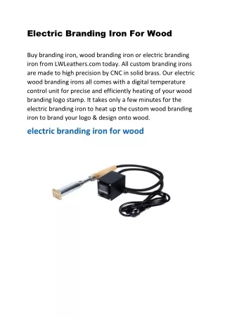 Electric Branding Iron For Wood
