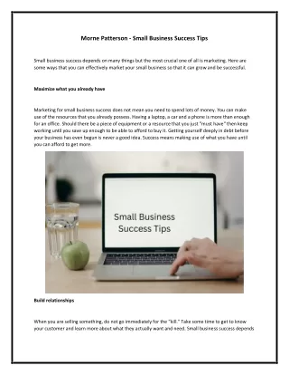 morne patterson small business success tips
