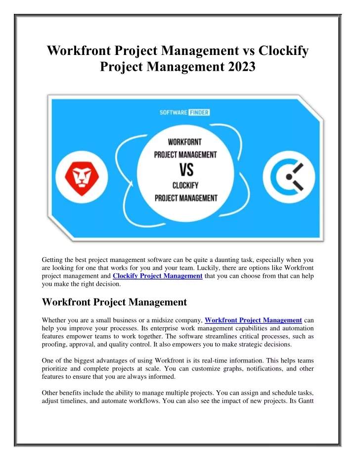 workfront project management vs clockify project