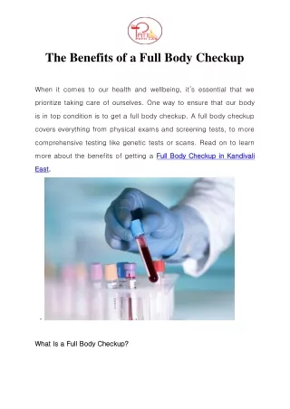 the benefits of a full body checkup