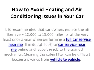how to avoid heating and air conditioning issues in your car