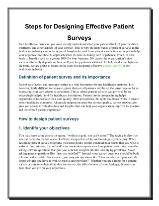 Steps for Designing Effective Patient Surveys