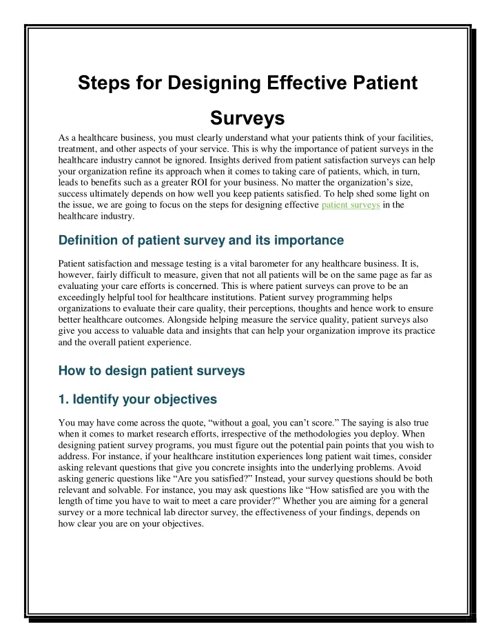 steps for designing effective patient