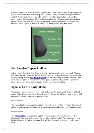How Can I Support My Lower Back With a Lumbar Pillow?