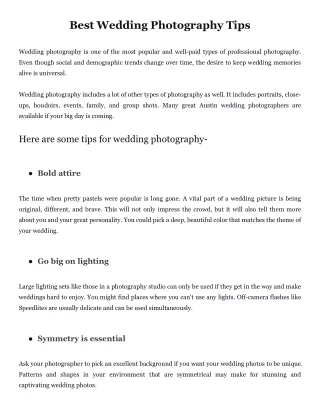 Best Wedding Photography Tips