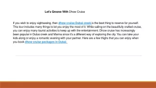 let s groove with dhow cruise if you wish