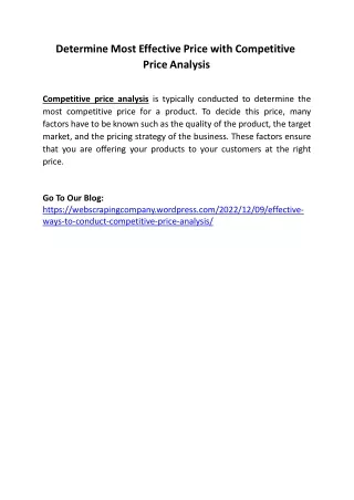 determine most effective price with competitive