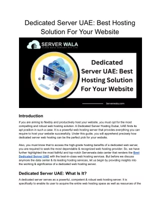 dedicated server uae best hosting solution