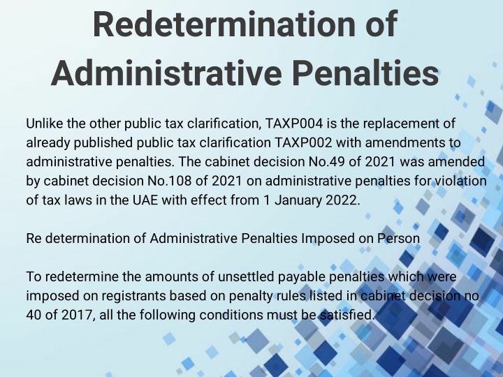 redetermination of administrative penalties