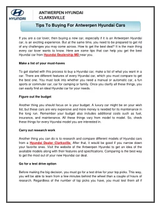 Tips To Buying For Antwerpen Hyundai Cars