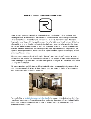 Best Interior Designers in Chandigarh At Resaiki Interiors