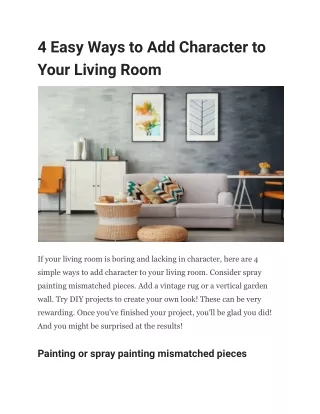 4 easy ways to add character to your living room