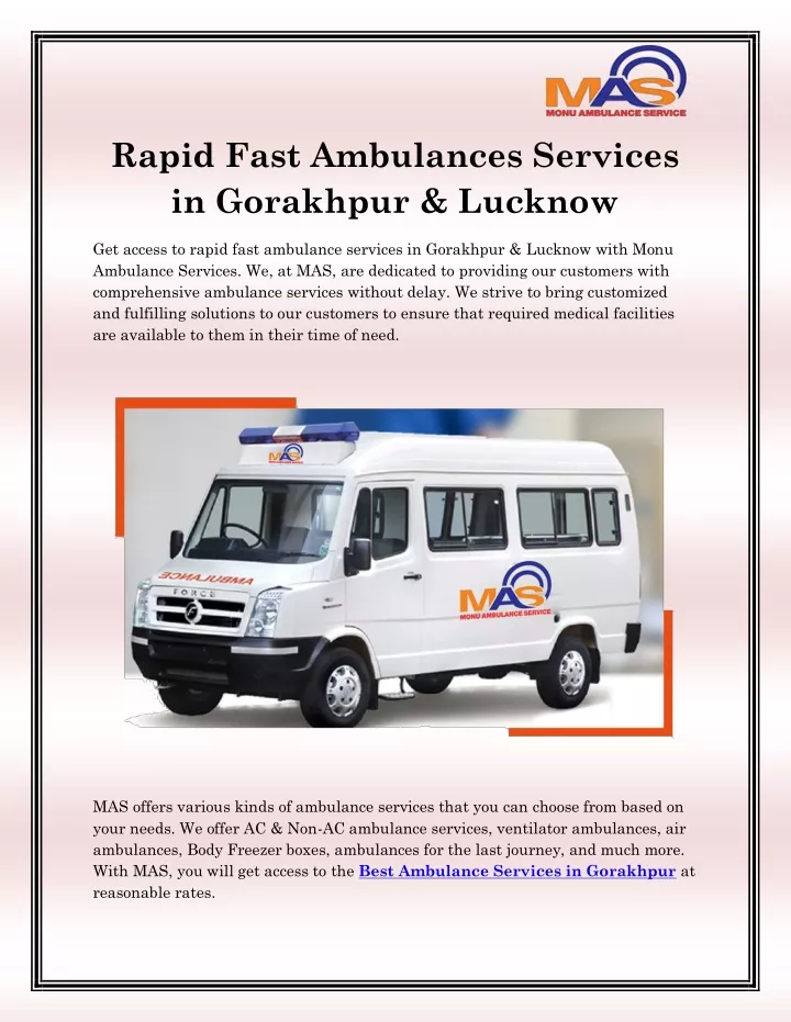 rapid fast ambulances services in gorakhpur