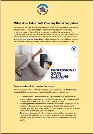 What does Fabric Sofa Cleaning Dubai Comprise?