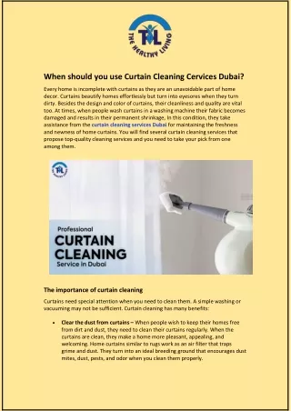 When should you use Curtain Cleaning Cervices Dubai?