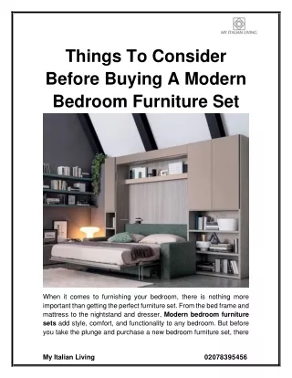 Things to Consider Before Buying a Modern Bedroom Furniture Set