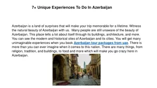 7 unique experiences to do in azerbaijan