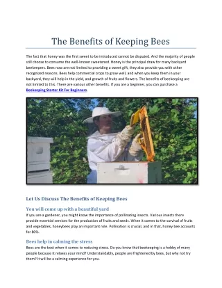 The Benefits of Keeping Bees | HoneyBee School And Supply