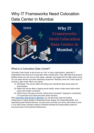 why it frameworks need colocation data center