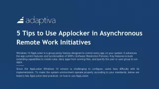 5 Tips To Use Applocker In Asynchronous Remote Work Initiatives