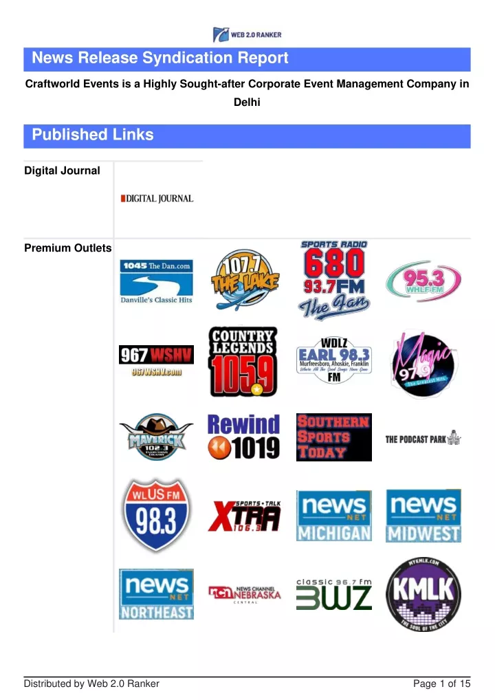 news release syndication report