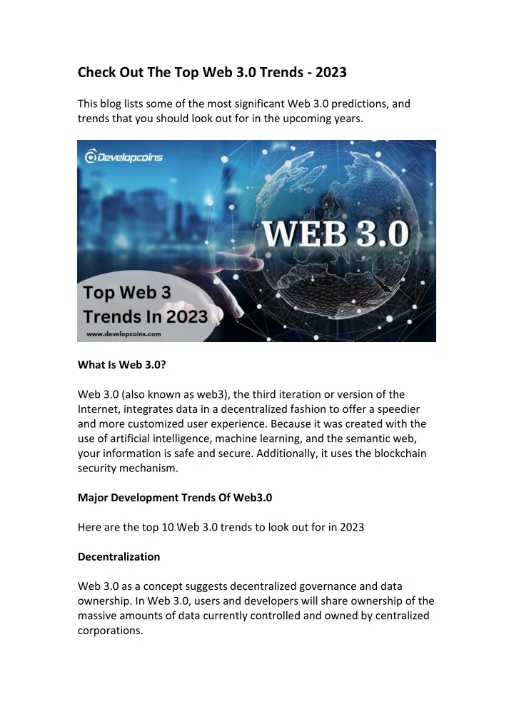 check out the top web 3 0 trends 2023 this blog