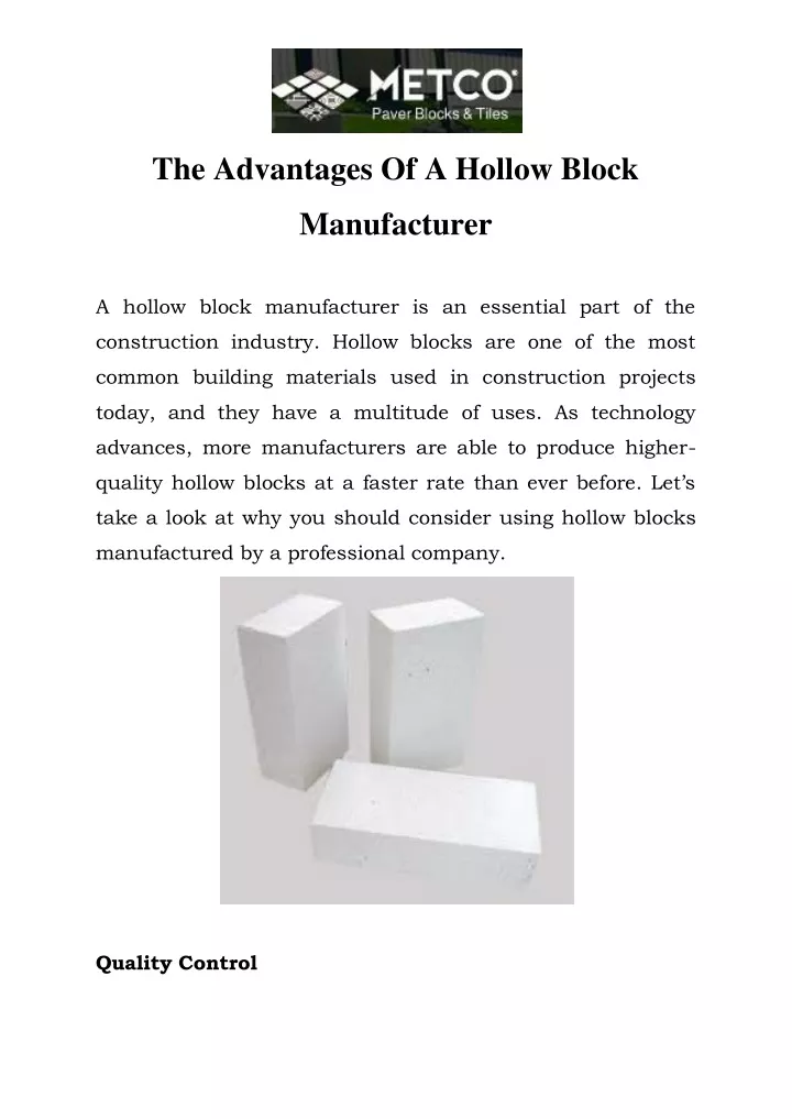 the advantages of a hollow block